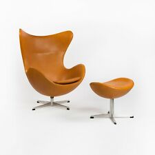 1959 Arne Jacobsen para cadeira Fritz Hansen Egg e otomana em couro bronzeado/conhaque comprar usado  Enviando para Brazil