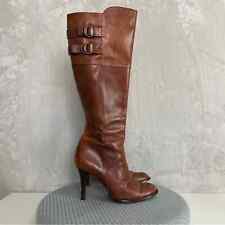 Usado, Botas de montar altas para mujer Cole Haan 7,5 cuero marrón tacón alto con hebilla zapatos segunda mano  Embacar hacia Argentina