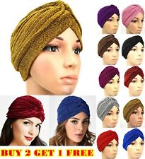 Boné turbante elástico cintilante gorro faixa de cabeça chapéu hijab liso glitter brilhante comprar usado  Enviando para Brazil