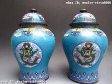 Royal Copper cloisonne esmalte dois dragões frasco geral vaso vaso par comprar usado  Enviando para Brazil