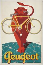 Usado, Póster Original Vintage PEUGEOT CYCLES Art Deco Francés Ciclismo Bicicleta Favre OL segunda mano  Embacar hacia Argentina