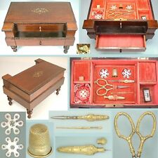Antigua caja de trabajo de costura para piano y herramientas de plata dorada * francesa * alrededor de 1890 segunda mano  Embacar hacia Argentina