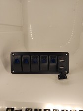 Panel de interruptor basculante de palanca de 6 velocidades doble USB para automóvil barco casa rodante marina camión azul LED segunda mano  Embacar hacia Argentina