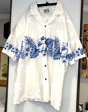 Excelente Camisa Masculina KY'S Hibisco Havaiano Botão Branco/Azul SS Tamanho 2XL comprar usado  Enviando para Brazil