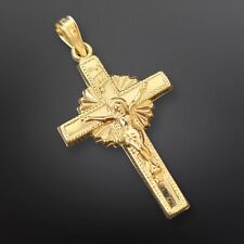 Pingente religioso cruz crucifixo Jesus ouro amarelo 14k 1"  comprar usado  Enviando para Brazil