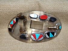 UNIQUE~Custom Derringer Holster Belt Buckle-Brass Mother of Pearl Turquoise  for sale  Vega