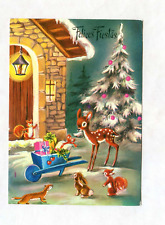 Usado, Postal ""Bambi y otros animales con carro de regalo en casa de ardillas, abeto" 1982 segunda mano  Embacar hacia Argentina