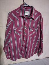 Usado, Camisa masculina vintage Frontier Western grande L listrada vermelha botão pérola encaixe cowboy comprar usado  Enviando para Brazil