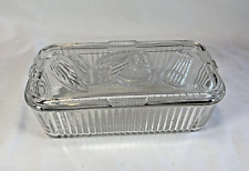 Tarro de plato refrigerador acanalado federal de vidrio vintage de la década de 1960 tapa vegetal de 3"" x 8 segunda mano  Embacar hacia Argentina