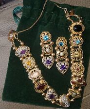 Victorian 14K Gold beaded charm Slide Bracelet & earring set uthentic & stamped for sale  Pelzer