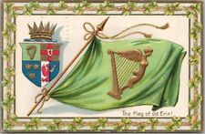 Postal de saludo vintage del día de San Patricio de Tuck "¡La bandera de la antigua Erin!" segunda mano  Embacar hacia Argentina