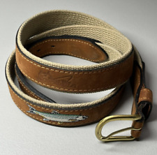 World Wide Sportsman Mens 38 Embroidered Tarpon Fish Belt Leather Canvas USA for sale  Shipping to South Africa