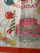 Toalha de mesa retrô vintage não usada papel feliz aniversário pacote original chapéus para bolo comprar usado  Enviando para Brazil