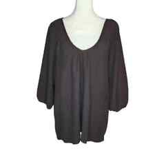 American Giant Black Ruched V Neck 3/4 Sleeve Tunic Top Size Large for sale  Shipping to South Africa