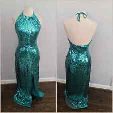 Women's Vintage Niteline Green Sequin Dress with High Slit Approx Size 8 Mermaid for sale  Shipping to South Africa