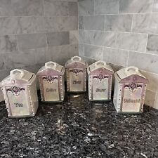 Old Antique CANISTER Set 1920s Mepoco Kitchen Lusterware German China Floral, used for sale  Shipping to South Africa