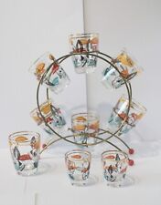Used, Atomic Retro Vintage 50/60s Cocktail Glass set of 6 with display stand w/extras for sale  PAISLEY