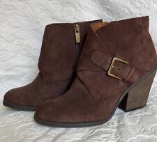 LUCKY BRAND Suede Leather Ankle Boots 7M Brown for sale  Shipping to South Africa