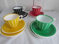 Welware Melamine Colourful Striped Vintage Retro Cups Saucers & Side Plates Sets for sale  Shipping to South Africa