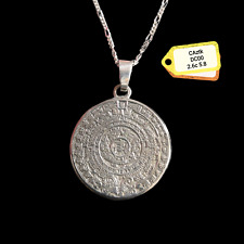 Colgante Dije Plata Esterlina .925 Calendario Azteca Cadena de Regalo segunda mano  Embacar hacia Argentina