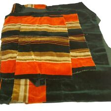 Muebles vintage tapicería tela de terciopelo a rayas verde naranja oro 68 X 47 cm segunda mano  Embacar hacia Mexico