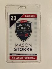 Mason Stokke Wisconsin Badgers Player Issued ID Tag Used College Classic Lambeau, used for sale  Shipping to South Africa