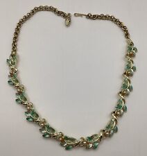 Usado, Collar de gargantilla de 7"" delicado hojas verdes con pequeñas cuentas en forma de perlas  segunda mano  Embacar hacia Argentina