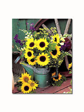 Sunflowers in Watering Can #2 Rustic Shed Wheel Wall Picture 8x10 Art Print for sale  Springdale