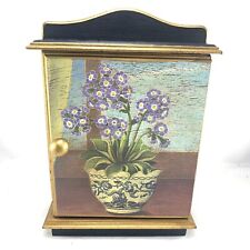 Wooden Jewelry Box Cupboard Shelf Wall Mount Hand Painted Floral French Country for sale  Shipping to South Africa