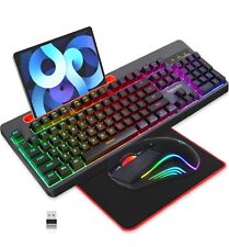 Combo de teclado y mouse inalámbricos para juegos de tamaño completo, verdadero RGB recargable segunda mano  Embacar hacia Argentina