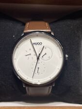 Relógio masculino Hugo Boss pulseira de couro marrom mostrador múltiplo 1530008 frete mundial! comprar usado  Enviando para Brazil