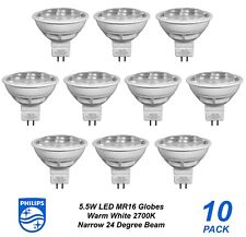 10x Philips 5.5W LED Downlight Globes Bulbs 12V MR16 Warm White Narrow Beam USED for sale  Shipping to South Africa