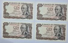 1970 4x Billete España 100 Pesetas Billete Español Consecutivo Sin Circular  segunda mano  Embacar hacia Mexico