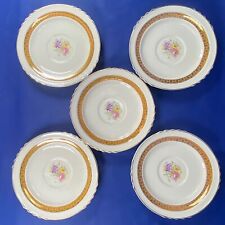Conjunto de 5 pires de porcelana SAXÃO FRANCÊS com design floral detalhes em ouro 22k - FSX142 comprar usado  Enviando para Brazil