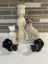 Lot Of 5 Vintage Avon  Perfume Bottles 1 Poodle 2 Black Cat 1 White 1 Siamese for sale  Shipping to South Africa