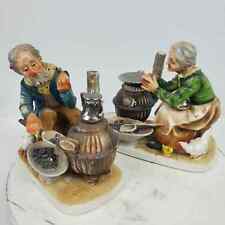 Vintage Norleans Japan Old Man Woman Figurines w/ Coal Stoves 7x7x4" Each, used for sale  Shipping to South Africa
