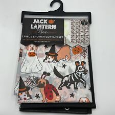 Cortina de chuveiro Halloween cães em fantasias Jack O lanterna preta, usado comprar usado  Enviando para Brazil