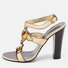 Giuseppe Zanotti Cream Leather Embellished T Strap Sandals Size 39 for sale  Shipping to South Africa