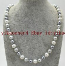 8/10/12mm White Silver Grey South Sea Shell Pearl Round Beads Collar 18 '' segunda mano  Embacar hacia Argentina