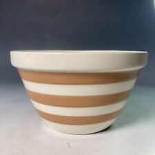 Vintage tan brown gold & white Cornish ware stripe pudding basin bowl for sale  Shipping to South Africa