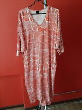 Nanso Long Slits Dress Short Sleeve Size-Medium Orange/White Color V-Neck myynnissä  Leverans till Finland