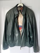 Vintage ZILLI Napoleon Narvik Calf Leather Bomber Jacket Blouson EU 50 Green for sale  Shipping to South Africa