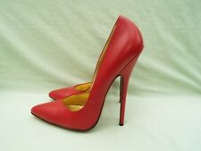 Red Leather High Heel Stiletto Shoes with 6" Heels by Italian Heels - New for sale  Shipping to South Africa