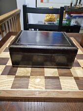 Vintage Wood Leather Humidor  Chess Storage Box  10.5 x8x4" for sale  Shipping to South Africa