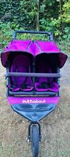 Out n about double buggy with rain cover and scooter holder for sale  EPSOM