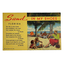 Usado, Florida Beach 1946 Linen Postcard Curt Teich Sand In My Shoes Poem Tourists UNP segunda mano  Embacar hacia Argentina