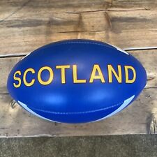 VINTAGE SCOTALND SOUVENIR SIZE 5 LEATHER RUGBY BALL BLUE YELLOW NEVER USED  for sale  Shipping to South Africa