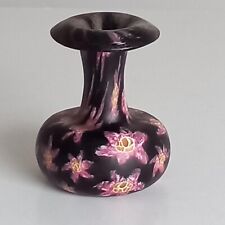 "Florero miniatura de vidrio artístico italiano negro y rosa de Murano Millefiori 2,36""" segunda mano  Argentina 