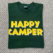 Camiseta Happy Camper Vintage Adulto Hombre L/XL Algodón Verde Puntada Única Años 90, usado segunda mano  Embacar hacia Argentina