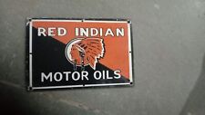 Used, Porcelain Red Indian Motor Oil Enamel Sign Size 9" x 6" Inches for sale  Shipping to Canada